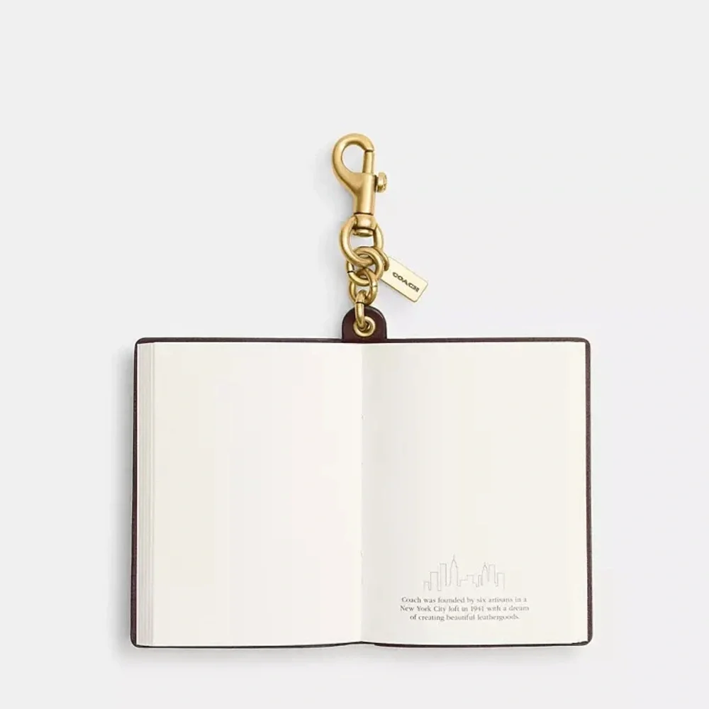 Coach Brown Leather Note Book Bag Charm Keychain - Picture 4 of 7